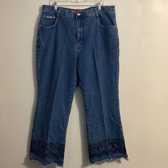 Revolt Jeans Denim - Revolt vintage wide-leg distressed denim jeans, size 22